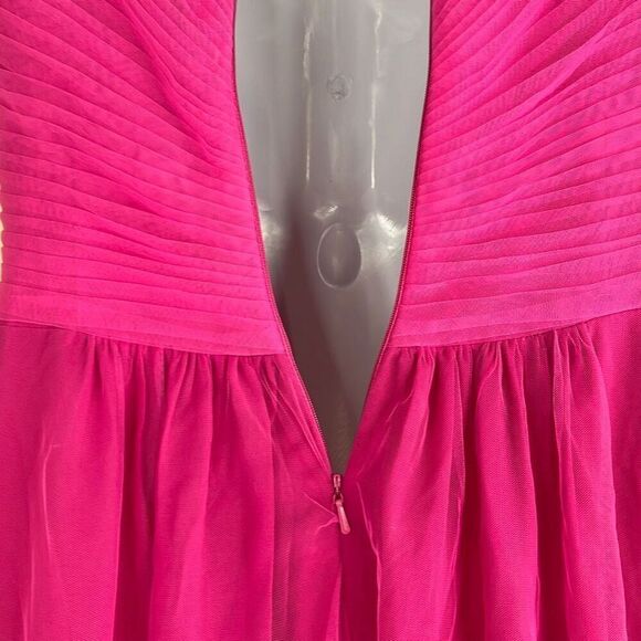 JJs House Hot Pink Formal Ballgown Dress Hi Low Beaded Cap Sleeves Barbie Prom - Picture 8 of 14